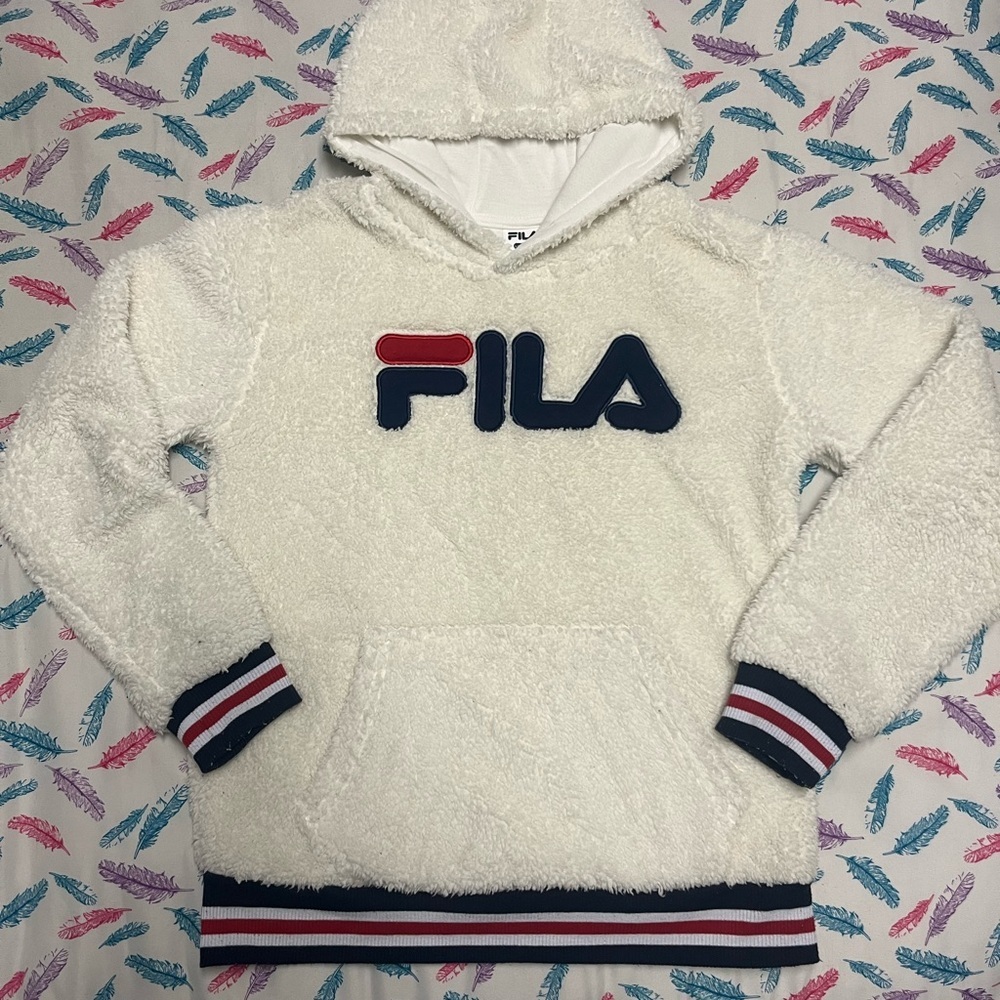Fila White Fleece Hoodie - Picture 1 of 4